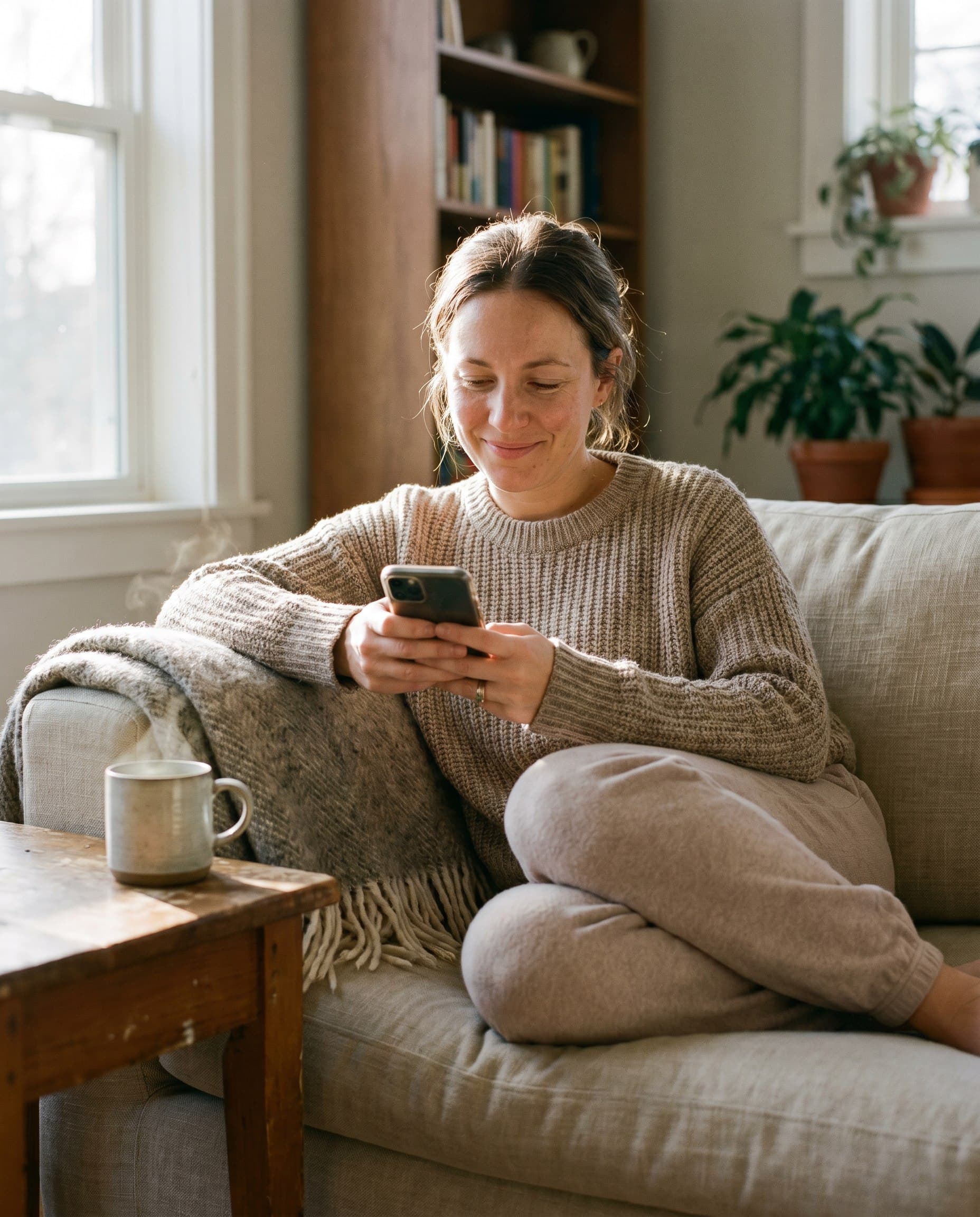 Checking Thrive at ease from the sofa